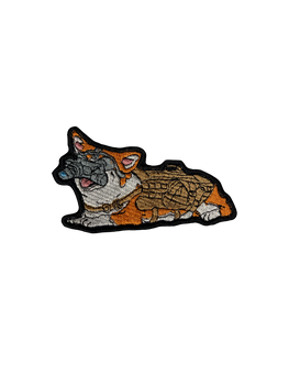 Шеврон на липучке Собачка Корги с прибором ночного виденья 9см х 6см (12108)