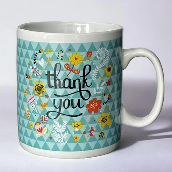 Подарочная чашка гигант из керамики "Thank you", 1000мл, Зеленый
