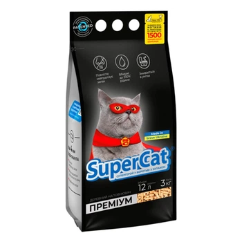 Наповнювач для котячого туалету Collar SuperCat Преміум 3 кг - дерев'яний