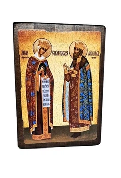 Икона Анна Кашинская и Михаил Тверской святые (на дереве) 130*170 мм