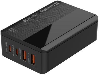 Мережевий зарядний пристрій ColorWay Power Delivery 2 USB-A + 2 USB TYPE-C 65W Black (CW-CHS040PD-BK)