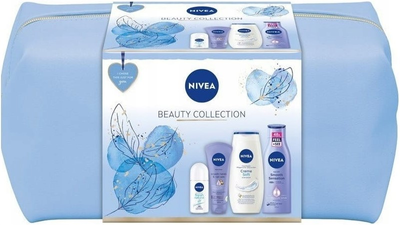 Набір для жінок Nivea Beauty Collection Молочко для тіла 250 мл + Гель для душу 250 мл + Крем для рук 100 мл + Кульковий антиперспірант 50 мл + Косметичка (9005800363530)