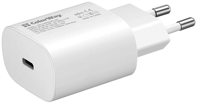 Мережевий зарядний пристрій ColorWay Power Delivery Port PPS USB Type-C 25W White (CW-CHS033PD-WT)