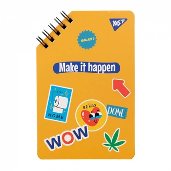Записна книга блокнот YES Sticky mood 95x145 мм 60 аркушів без розмітки карт. обкладинка подвійна cпіраль (151823)