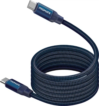 Кабель Promate Springy USB-C to USB-C 60W Power Delivery 1.2 м Blue (springy.blue)
