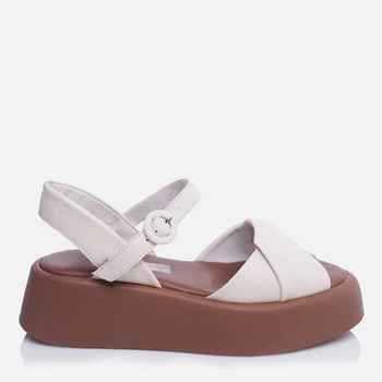 Женские сандалии кожаные Teona 481-1 39 25 см Бежевые (ROZ6501034484)
