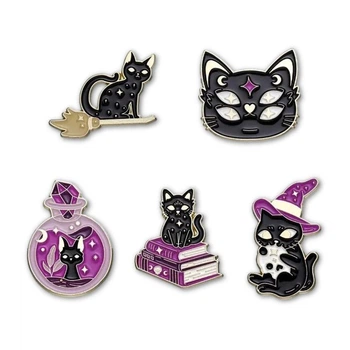 Комплект значков BROCHE брошки бижутерия Животные Кошачья магия BRGV114233
