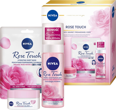 Набір для жінок Nivea Rose Touch Гель-крем для обличчя 50 мл + Пінка для обличчя 150 мл + Тканинна маска 1 шт (9005800361611)
