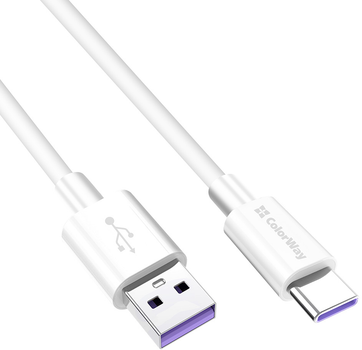 Кабель ColorWay USB Type-C (Fast Charging) 5.0A 1 m White (CW-CBUC019-WH)