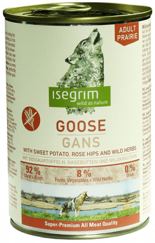 Вологий корм для собак Isegrim Adult Prairie  з м'ясом гусака, бататом, шипшиною та дикорослими травами 400 г (4250231540165)