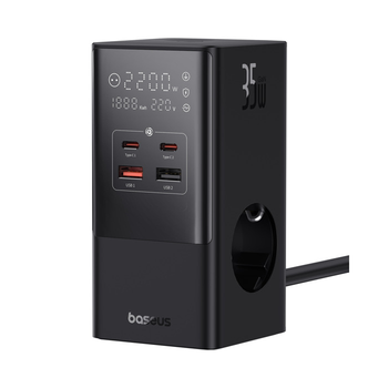 Сетевое зарядное устройство для Baseus PowerCombo Tower Digital PowerStrip 3AC+2U+2C 35W with 1.5m Power Cord