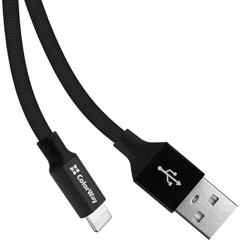 Kabel ColorWay USB - Apple Lightning 2.4A 25 cm Black (CW-CBUL048-BK)