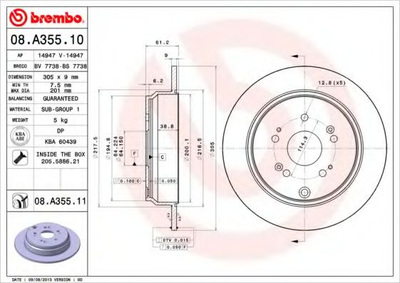 Тормозной диск Brembo (08A35511)