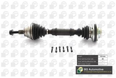 Піввісь Caddy 1.6TDI 10-16/Passat 1.8TSI 08-13 (36z/510mm) Л. BGA (DS9631L)