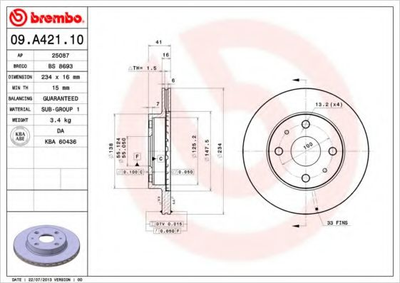 Гальмівний диск Brembo (09A42110)