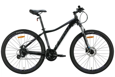 Велосипед алюміній 27.5" Leon XC LADY AM Hydraulic lock out HDD рама-16.5" чорний з бузковим (матовий) 2024
