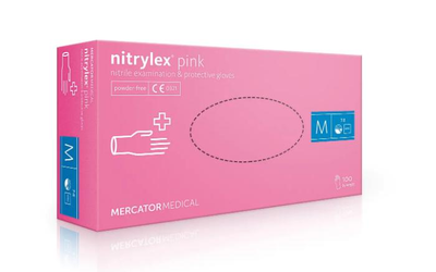 Перчатки нитриловые, неопудренные Mercator Medical Nitrylex Classic размер M (50 пар=100 штук) розовый