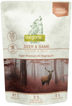 Mokra karma dla psów Isegrim Adult Forest jeleń i dziczyzna z korzeniem pietruszki, olejem szafranowym i ziołami leśnymi 410 g (4250231541056)