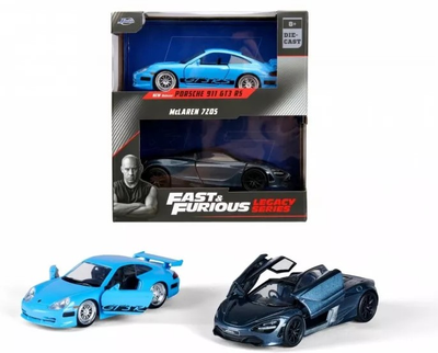 Набір металевих моделей автомобілів Jada Toys Fast & Furious Twin Pack Wave 1.2 Porsche 911 GT3 RS Mclaren 720S 1:32 (4006333084225)