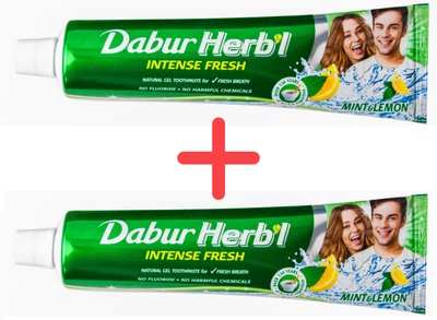 Упаковка зубної пасти Dabur Herbʼl Свіжий гель Мʼята та Лимон 150 г х 2 шт (6291069707182)