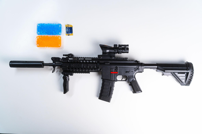 Дитячий іграшковий автомат на орбізах Орбіган HK416 Чорний стріляє гідрогелевими кулями Гель бластер акумуляторний + 2500 орбізів