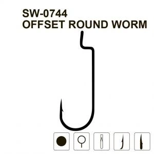 Гачки MiniMax Offset Round Worm SW-0744 # 3/0 BLN 5шт. ring