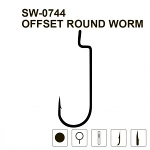 Крючки MiniMax Offset Round Worm SW-0744 # 2/0 BLN 5шт. ring