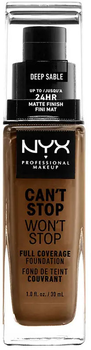 Тональна основа NYX Can't Stop Won't Stop Full Coverage Foundation Deep Sable 30 мл (0800897157371)