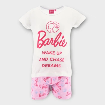 Дитяча літня піжама для дівчинки Disney Barbie EX2005 110-116 см Біла (3609086906588)