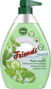Засіб для миття посуду Friends Pure Scents Огірок та м'ята 900 г (4823107605239)