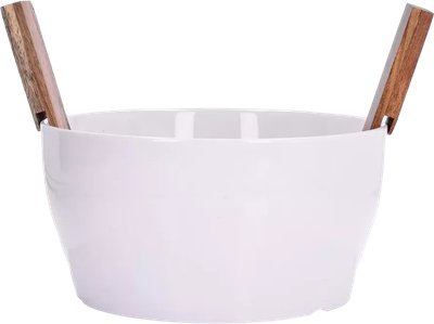 Misa sałatkowa ze sztućcami Duka Acacia porcelana biała 3500 ml 24 cm (5901912151598)