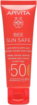 Сонцезахисний крем для обличчя Apivita Bee Sun Safe Anti-spot & Anti-age Defense Tinted SPF 50 мл (5201279100582)