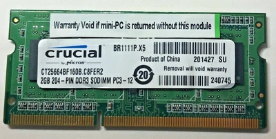 Оперативная память Crucial (SO-DIMM, DDR3L, 2Gb, 1600MHz, (CT25664BF160B2) Б/У