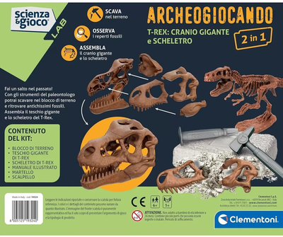 Zestaw do eksperymentów naukowych Clementoni Science & Play Archaeogaming T-Rex 2 in 1 (8005125193240)