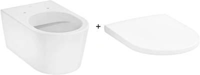 Унитаз подвесной HANSGROHE EluPura S 60193450 Rimless с сиденьем Soft Close 60148450 дюропласт