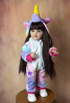 Велика вінілова лялька Єдиноріжок ручної роботи Reborn Baby Doll зі справжнім волоссям і карими очима