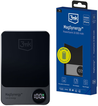 Powerbank 3MK MagSynergy 10000 mAh USB-C/Lightning Black (5903108497381)