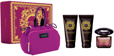 Подарунковий набір для жінок Versace Crystal Noir Косметичка + Туалетна вода 90 мл + Лосьйон для тіла 100 мл + Гель для душу 100 мл (8011003884926)