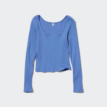 Лонгслів Uniqlo рубчик розмір XXL блакитний (456002)