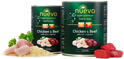 Mokra karma dla psów Nuevo Junior z wołowiną i kurczakiem 800 g (4250231595103)