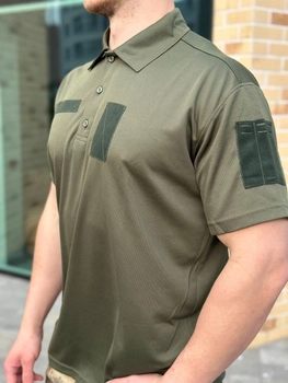 Чоловічі футболки поло coolmax оліва ЗСУ військова тактична ЗСУ армійські для військовослужбовців POLO 46