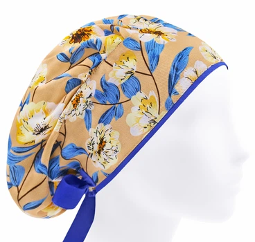 Медицинская шапочка-чепчик женская HeadwearUniverse универсальная принт Цветы на песке