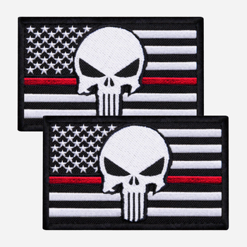 Набор шевронов на липучке IDEIA Череп на Флаге США 5 х 8 см 2 шт Черный (4820227283057)
