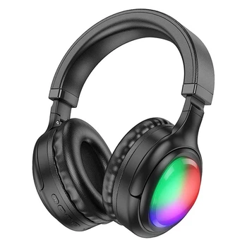 Бездротові навушники Bluetooth з підсвічуванням HOCO Focus BT headphones W48 |BT5.3, AUX/BT/TF, 46h| Black