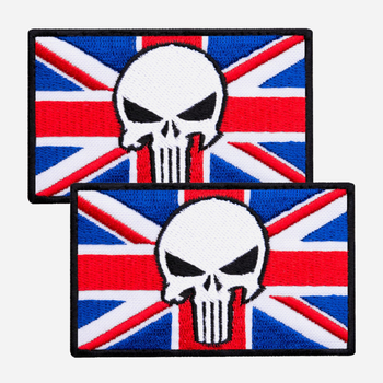 Набор шевронов на липучке IDEIA Череп Карателя на Флаге Великобритании 5 х 8 см 2 шт Красный (4820227287079)