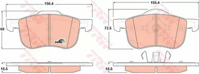 Колодка гальм. диск. VOLVO S60, S80, V70 передн. , TRW (GDB1388)