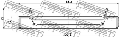 Сальник полуоси 32.8x63.2x10x22, toyota corolla FEBEST (95HBS34631022L)