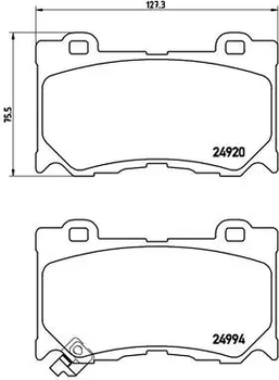 Колодка гальм. диск. NISSAN 370Z 3.7 06.09-,370Z ROADSTER 3.7 01/10 - передн. (вир-во BREMBO), BREMBO (P56089)