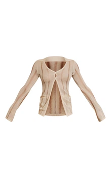 Сорочка бежева прозора вʼязана XS PrettyLittleThing