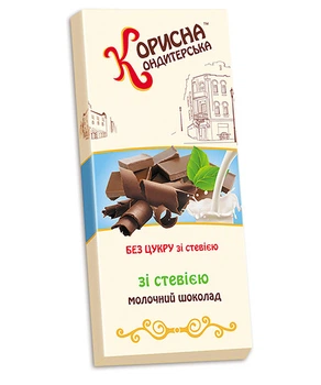 Шоколад молочний без цукру, ТМ Корисна Кондитерська, 100 г